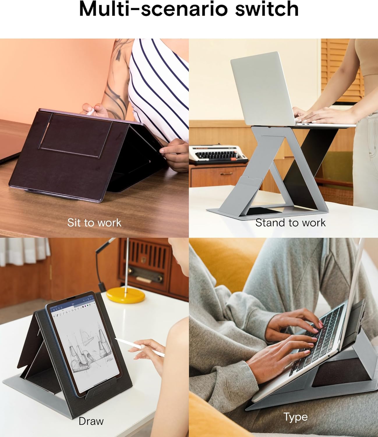 MOFT Folding Laptop Stand Lap Desk, Portable & Mini Computer Stand Laptop Desk for Travel and Home Office, Ergonomic Design with Adjustable Viewing Angles, Lightweight Computer Cooling Riser