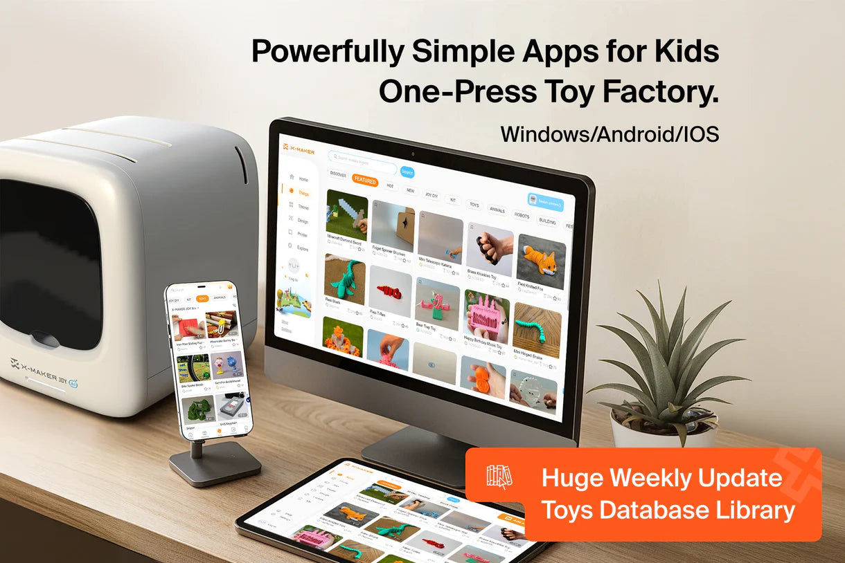 AOSEED X‑MAKER JOY 3D Printer for Kids – AI ToyMaker, 160mm/s, 0.05mm Precision, Enclosed & Safe Design, One‑Click Print, Creative App