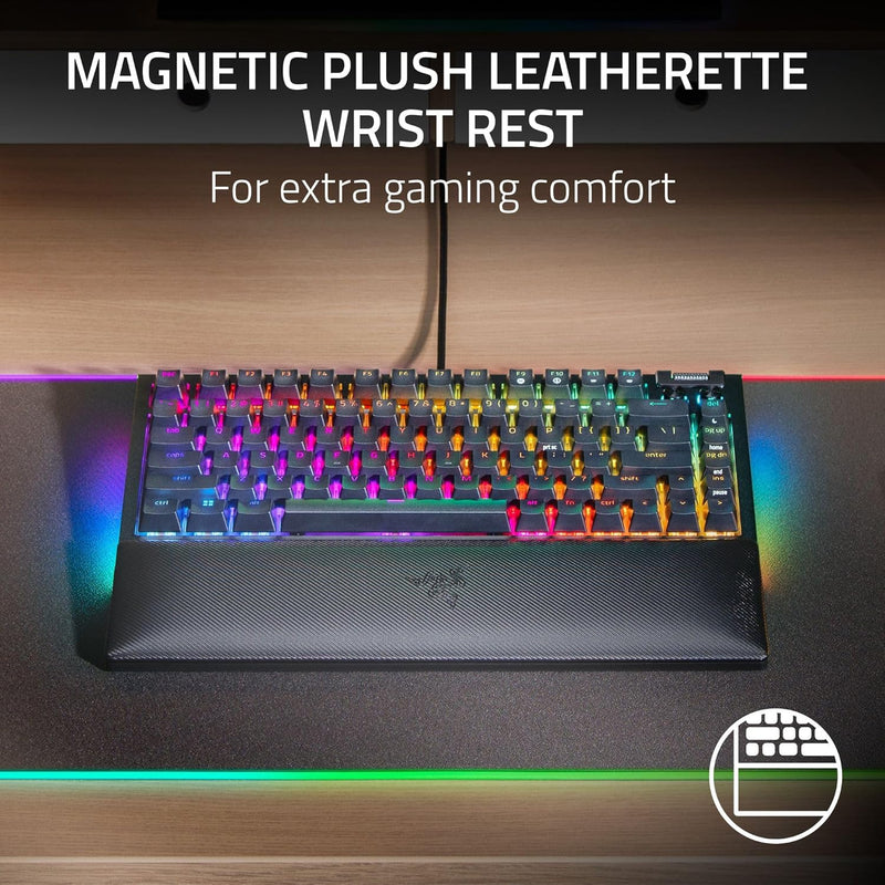 Razer BlackWidow V4 75% Mechanical Gaming Keyboard:Hot-swappable Design-Compact & Durable-Orange Tactile Switches-Chroma RGB-MF Roller & Media Keys-Comfortable Wrist Rest- Black