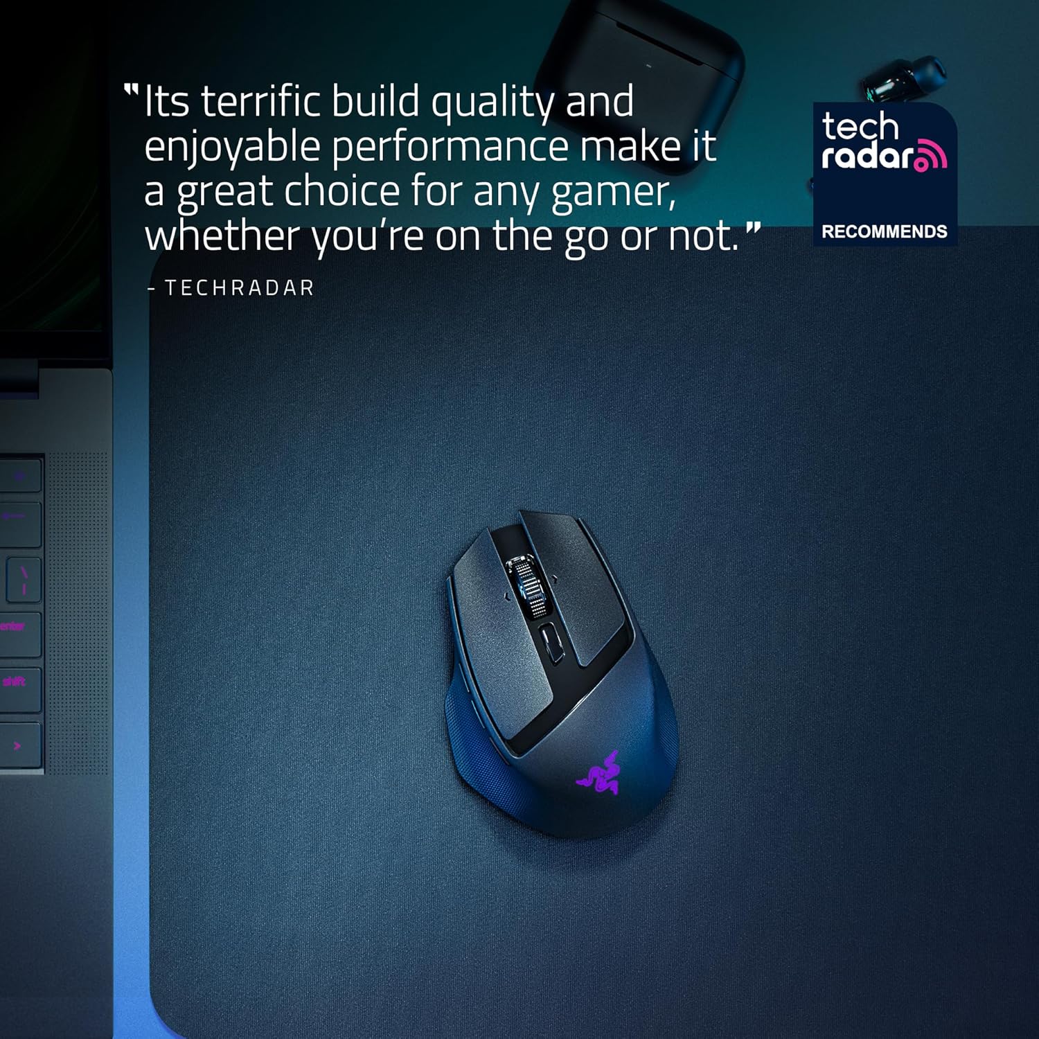 Razer Basilisk Mobile - Small Portable Ergonomic Wireless Gaming Mouse - AI Prompt Master - Focus X 18K Sensor (Tri-Mode Connectivity, Up to 105 Hour, Mouse Switches Gen-3)