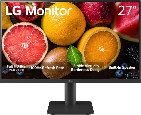 LG 27MS550-B 27 inch IPS Computer Monitor FHD (1920x1080) 100Hz 5ms Reader Mode Tilt/Height Stand Built in Speaker Borderless Design OnScreen Control Black Stabilizer DAS Crosshair HDMI Black