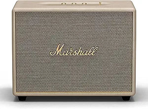 Marshall Woburn III Bluetooth Home Speaker - Loud Stereo Sound with Bass and Treble Controls , Plug-in Powered , Record Player Compatible , HDMI, RCA, 3.5mm Aux Inputs - Cream