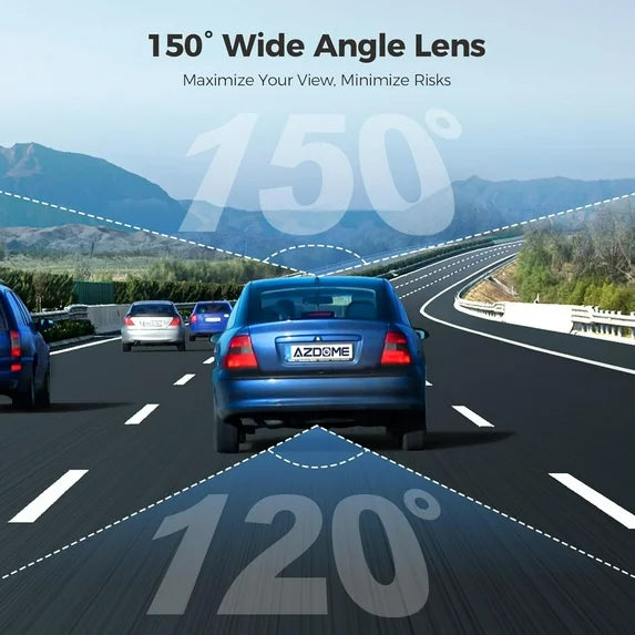 AZDOME M500 3-Channel 4K Dash Cam with Front, Rear & Inside Cameras, 3” IPS Screen, Built-in WiFi, 64GB Included, Night Vision, Parking Monitor, G-Sensor, Loop Recording