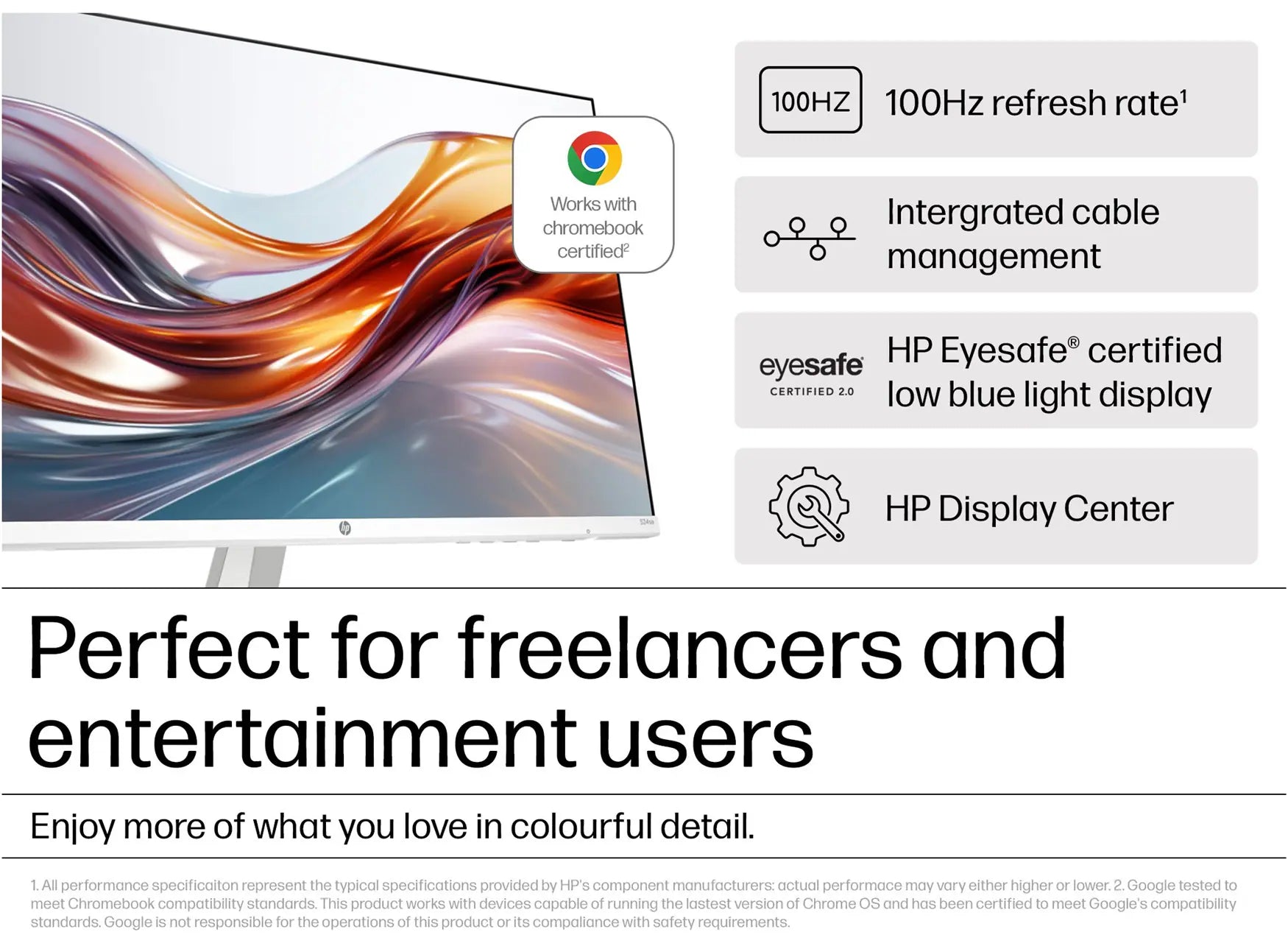 HP Series 5 23.8″ FHD IPS Monitor with Speakers – 100 Hz, 5 ms, 99% sRGB, Eyesafe Low-Blue Light, Tilt-Adjust