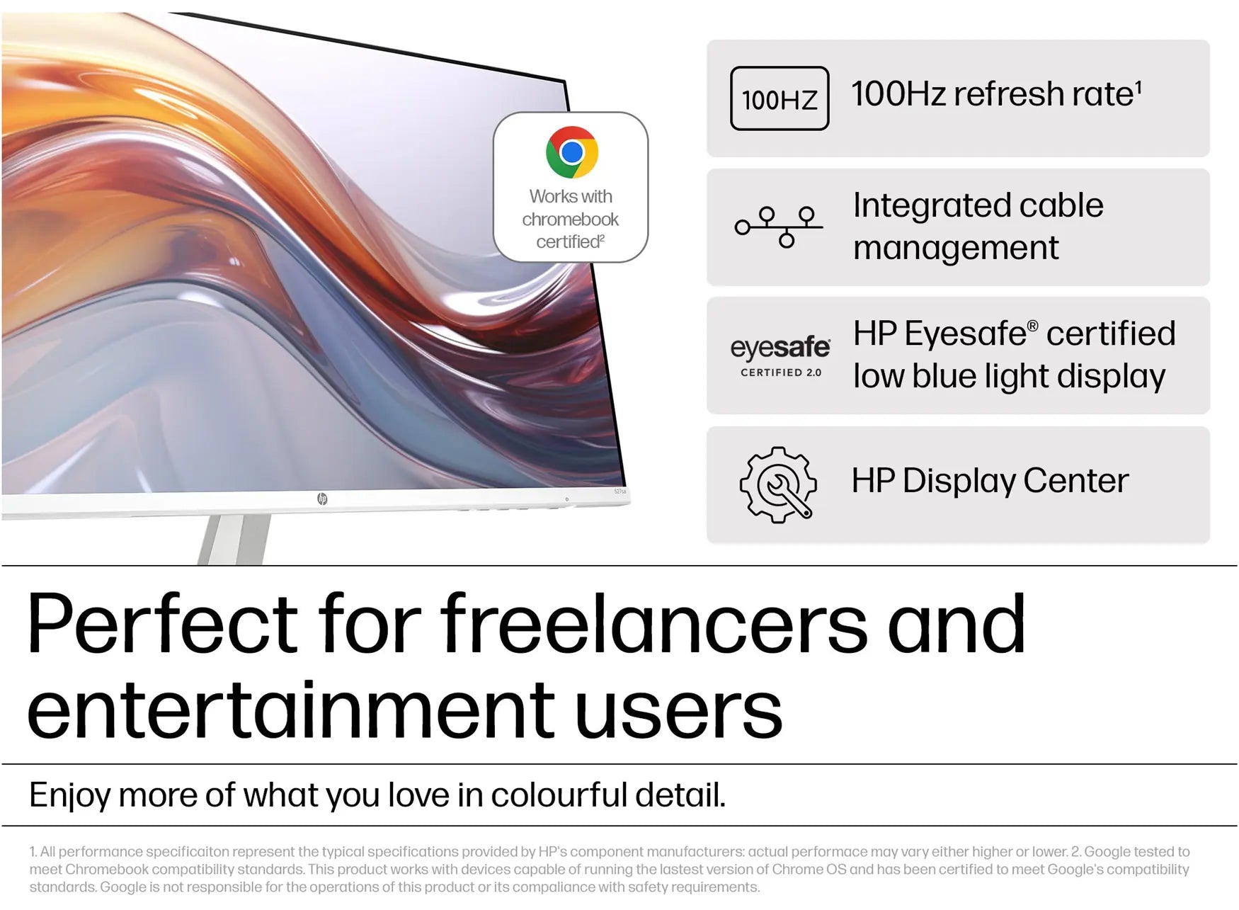 HP Series 5 27″ FHD IPS Monitor – 100 Hz Refresh, 99% sRGB, 300 nits Brightness, Height-Adjust, Eyesafe Certified