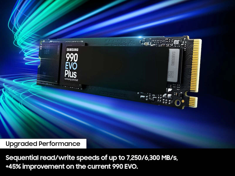 Samsung 990 EVO Plus 2TB NVMe PCIe Gen 5.0 M.2 SSD – Up to 7,250 MB/s Read, 6,300 MB/s Write, Intelligent TurboWrite 2.0, HMB Technology