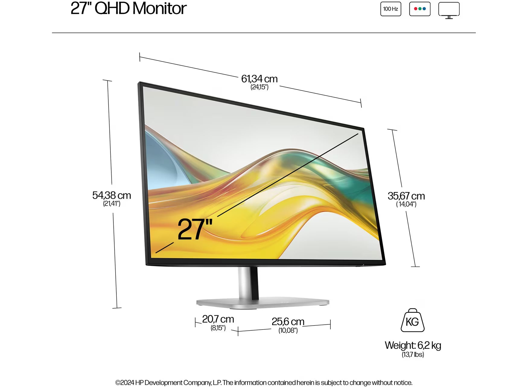HP Series 5 Pro 27″ QHD Monitor  527pq  – 2560×1440 IPS, 100 Hz, 350 nits, 100% sRGB, 4‑Way Ergonomic, USB‑A/B Hub