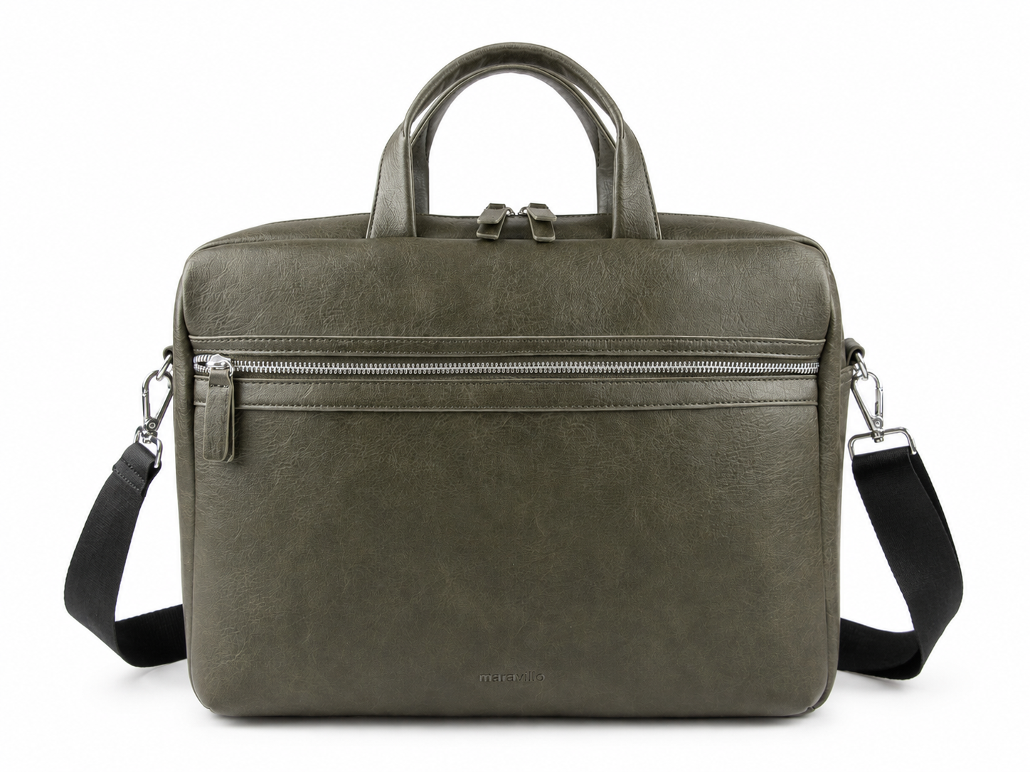 MARAVILLO MC793 15.6" Laptop Briefcase – Khaki , Professional Business Design , Front Zipper Pocket , Detachable Shoulder Strap , Carry Handles , Office & Travel Use