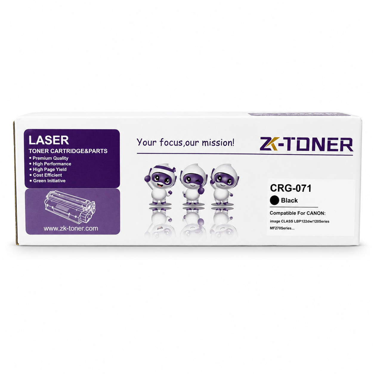 ZK-TONER CRG-071 Commercial Compatible Black Toner Cartridge – Replacement Toner for Canon imageCLASS LBP120 Series, LBP122dw & MF270 Series Printers