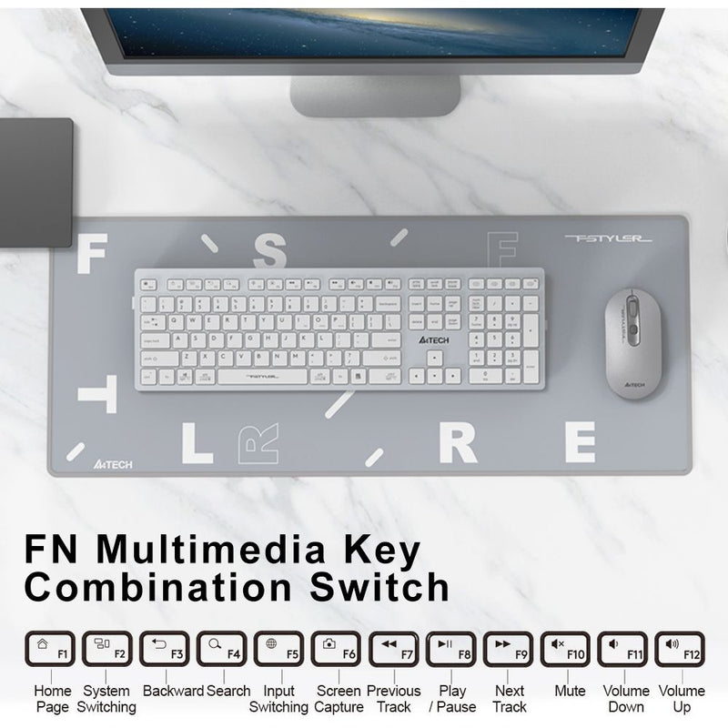 A4Tech FBX50C Bluetooth Wireless Keyboard - Connect to 4 Devices - Arabic/English