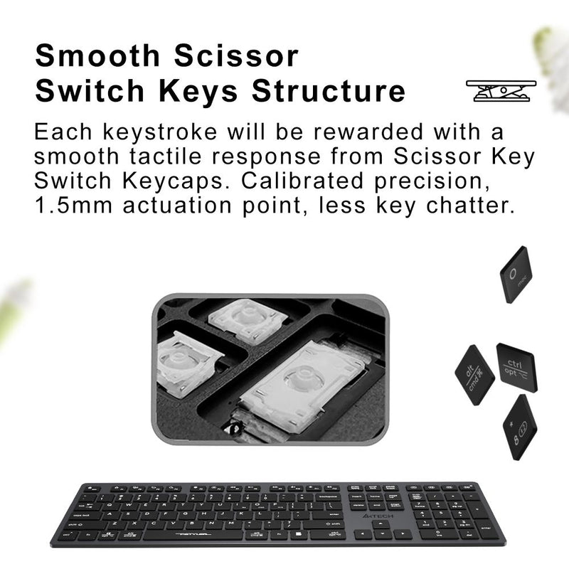 A4Tech FBX50C Bluetooth Wireless Keyboard - Connect to 4 Devices - Arabic/English