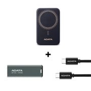 ADATA R050 5000mAh Magnetic Power Bank + Flash Drive, USB-C Cable Bundle