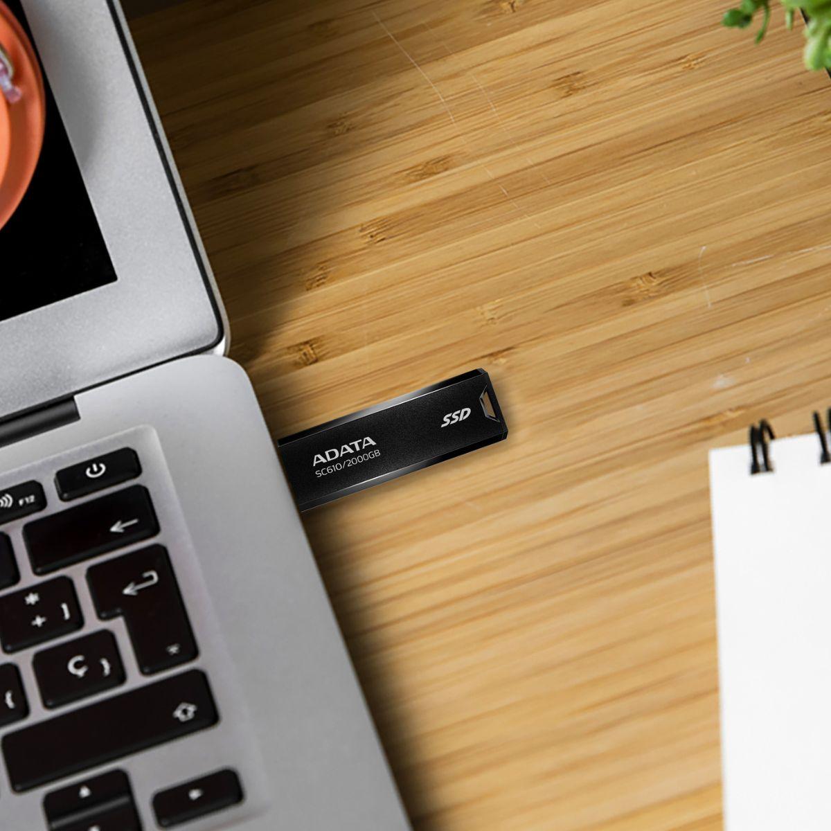 ADATA SC610 500GB USB 3.2 Gen2 External SSD – 550MB/s, Capless & Cable-Free, Pocket-Sized Portability