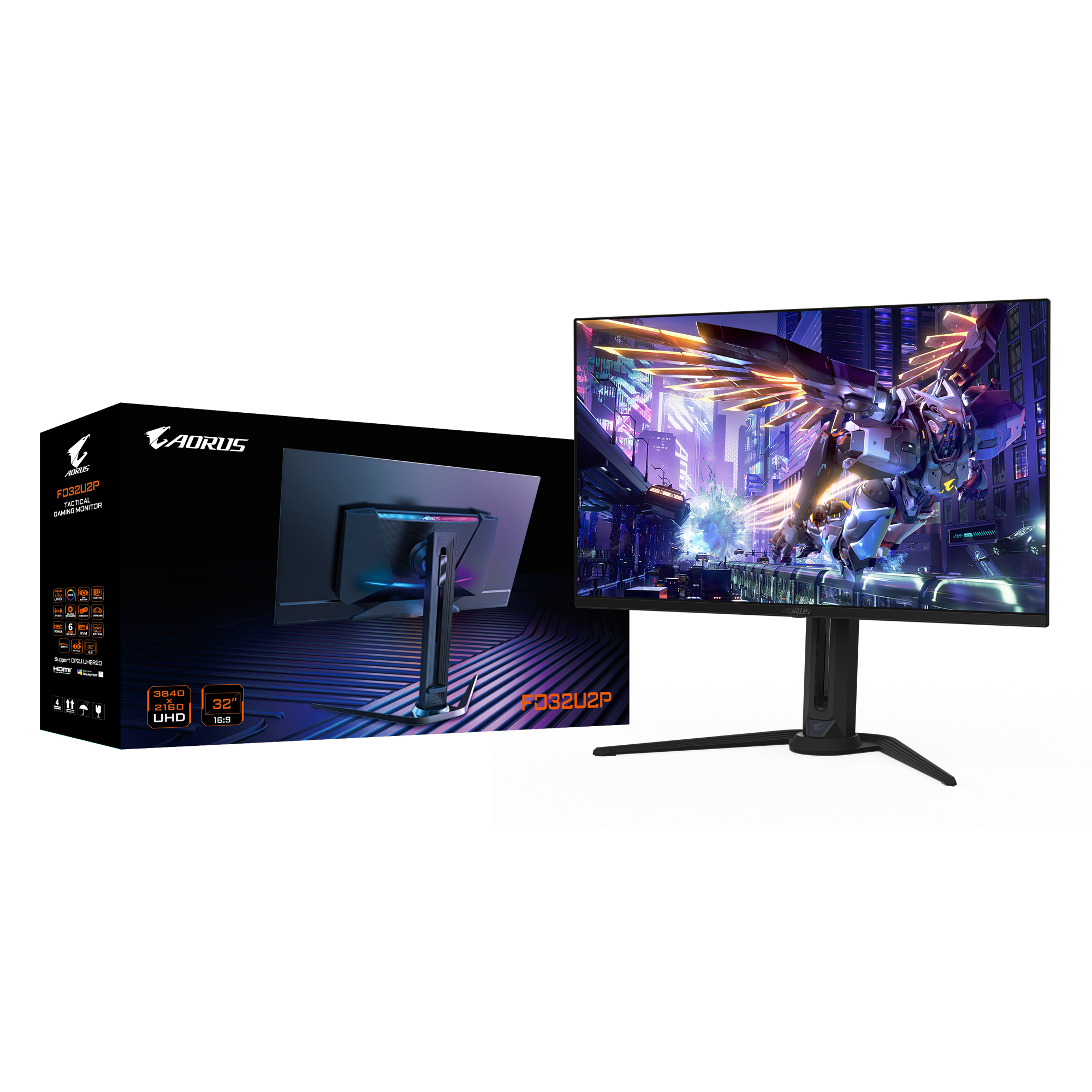 GIGABYTE AORUS FO32U2P 32" QD-OLED Gaming Monitor – 4K UHD, 240Hz, 0.03ms, DisplayPort 2.1 UHBR20, DCI-P3 99%