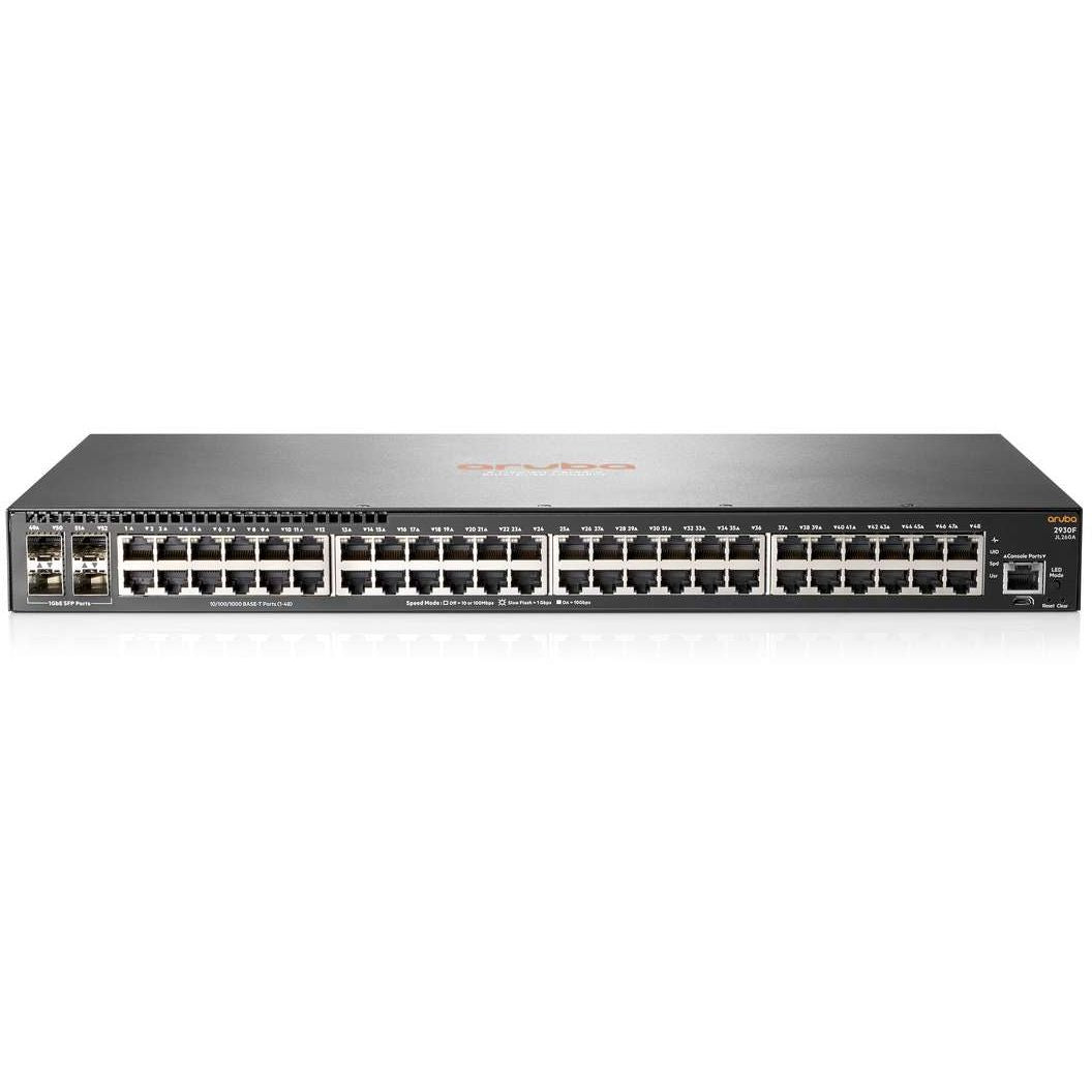 HPE Aruba 2930F JL260A 52-Port Managed Layer 3 Switch, 48 Gigabit Ethernet Ports, 4 SFP Uplinks, 104Gbps, Non-PoE, Rackmount