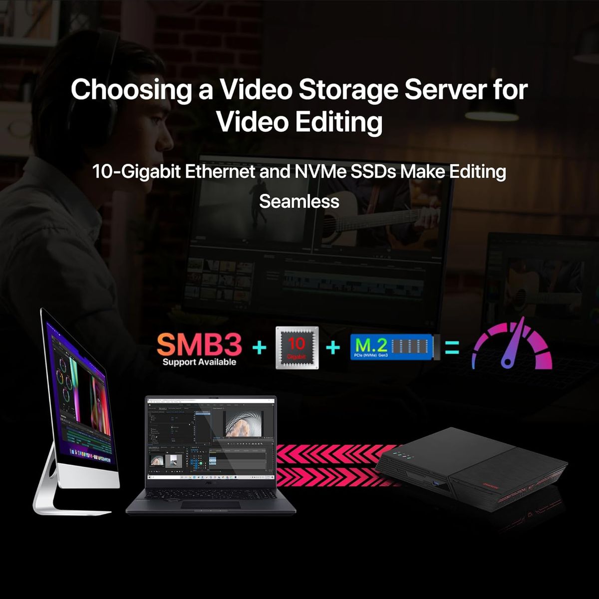 ASUSTOR Flashstor 12 Pro FS6712X NAS – All-Flash NVMe Storage, Intel Celeron N5105, Dual 2.5GbE, 4GB RAM