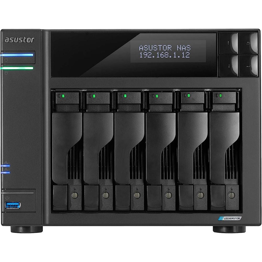 ASUSTOR LOCKERSTOR 6 Gen2 (AS6706T) – 6-Bay NAS with Intel Celeron N5105, 4GB DDR4, Dual 2.5GbE, Dual M.2 NVMe Slots, HDMI 2.0b
