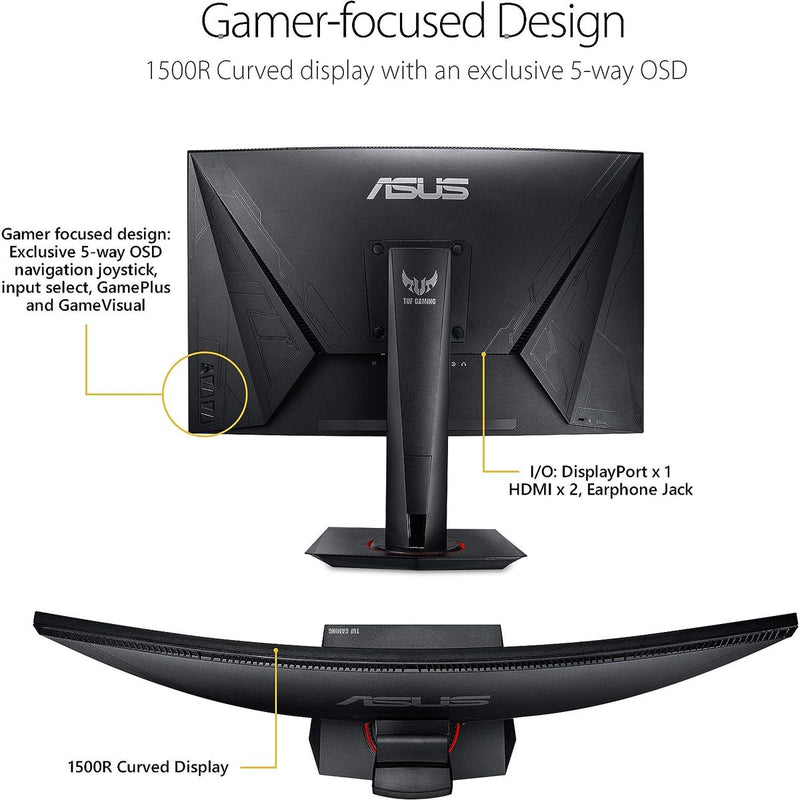 ASUS TUF Gaming VG27VQ Curved Monitor - 27" - Full HD (1920 x 1080) - VA, 165Hz, 1ms