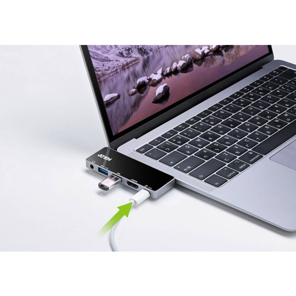 ATEN UH3238 USB-C 5-in-1 Travel Dock with 4K HDMI, Power Pass-Through, Audio, USB 3.2, Compatible with Windows, macOS, iPad, Android