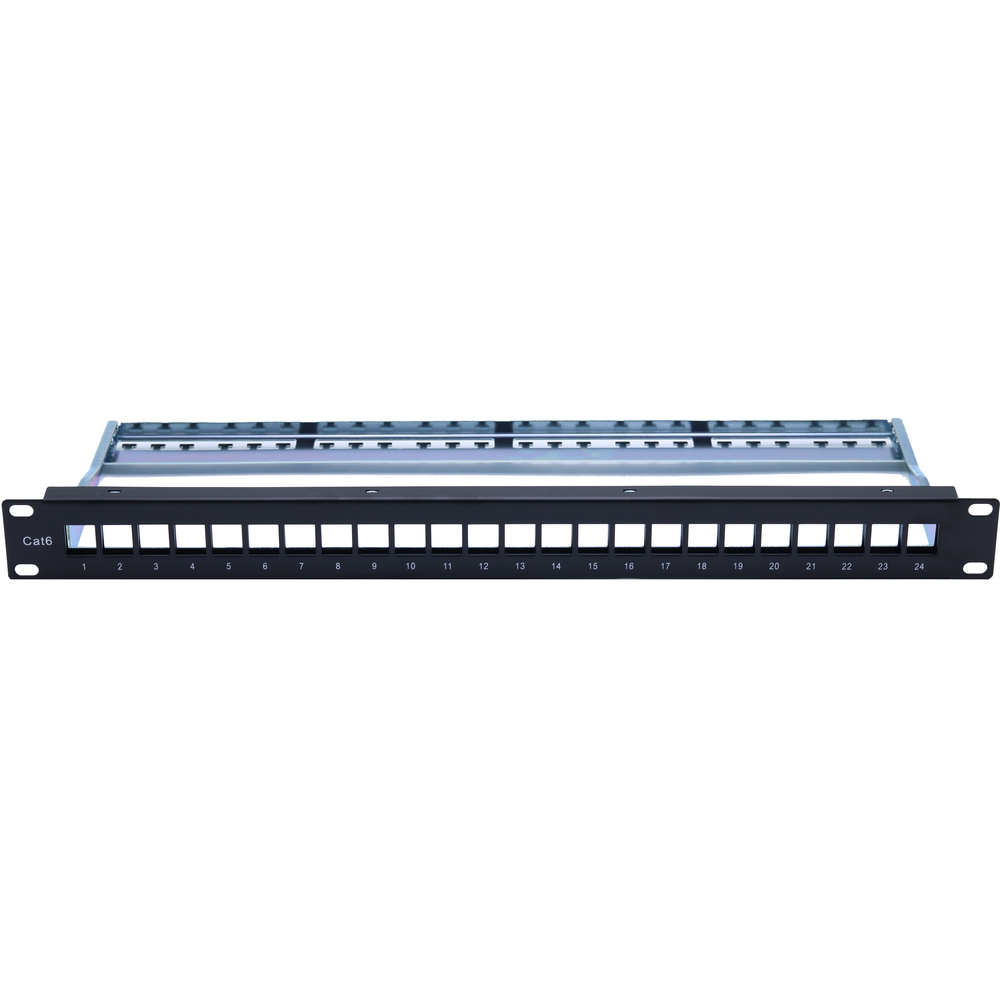 Atlantic ATBP24P 24-Port Blank Patch Panel – Shielded STP Keystone Panel for Rack Mount Network Cabinets