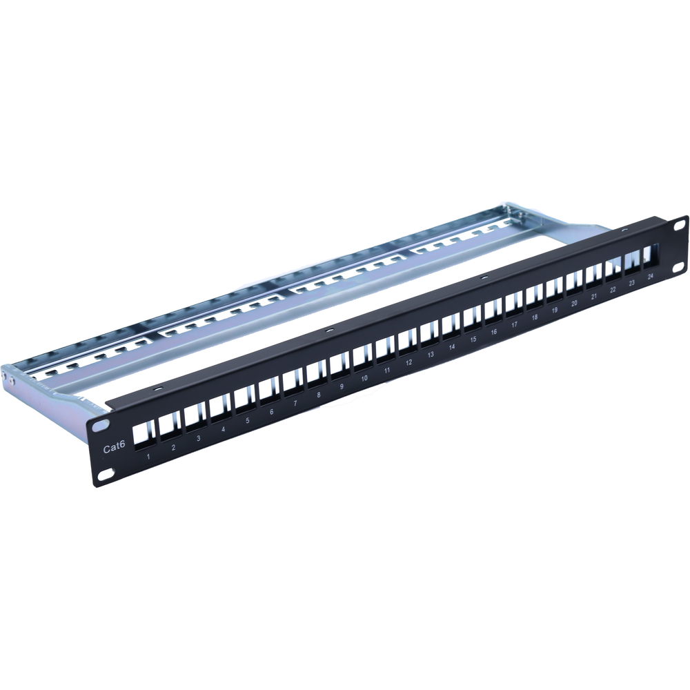 Atlantic ATBP24P 24-Port Blank Patch Panel – Shielded STP Keystone Panel for Rack Mount Network Cabinets