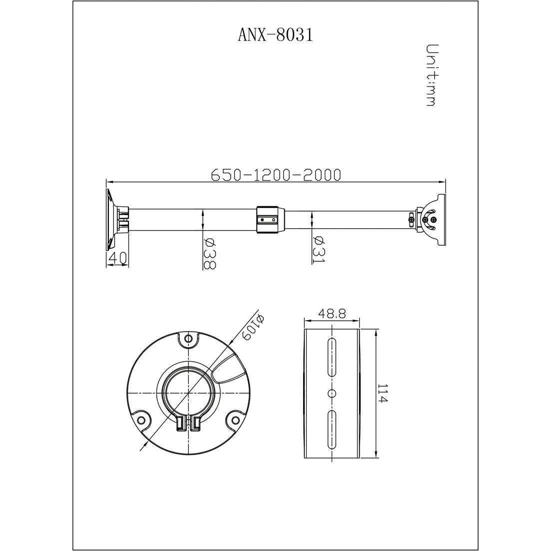 Atlantic ATB-T3845 CCTV Camera Wall Mount Bracket, 380 × 450mm