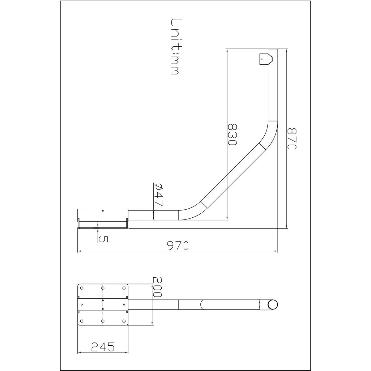 Atlantic ATB-W89 Pole Mount Bracket for CCTV Surveillance Cameras, 970 × 870mm