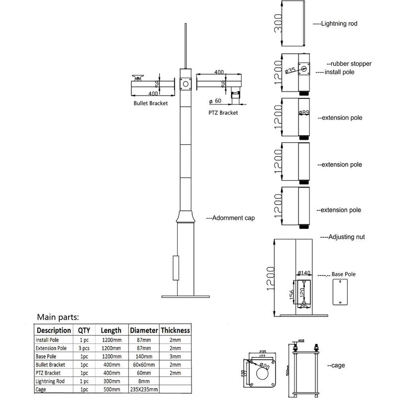 Atlantic 6M Pole for Surveillance Cameras