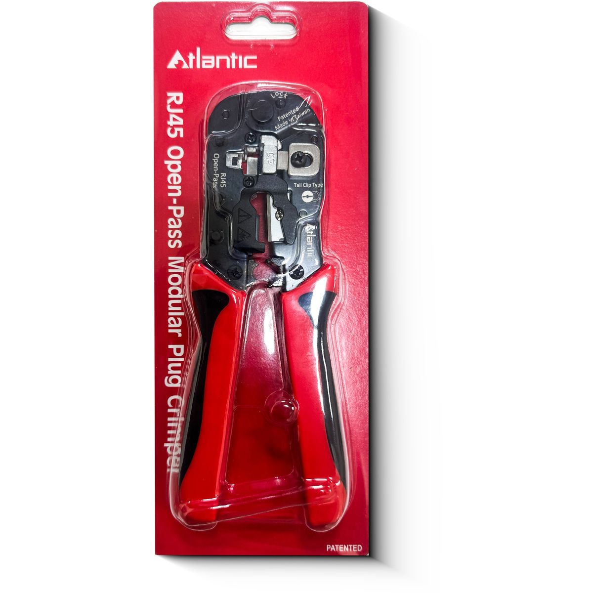 Atlantic AT-581EQ RJ45 Open-Pass Modular Plug Crimper, Ratchet Crimping, Cutting & Stripping Tool for Shielded/Unshielded Plugs