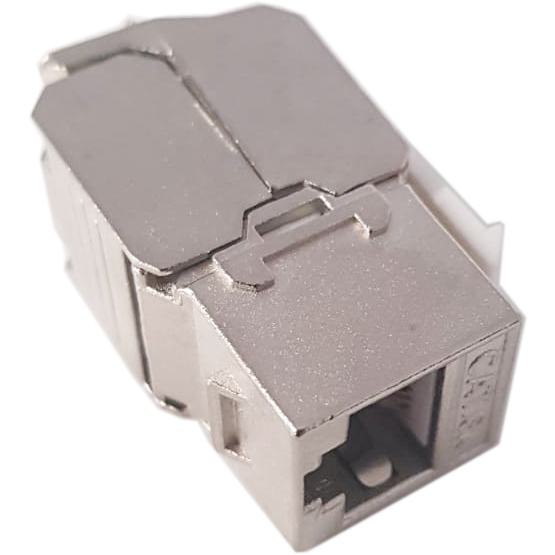 Atlantic ATKJ-6A-TL-8038S-180° CAT6A Shielded Keystone Jack – 180° Toolless STP RJ45 Connector