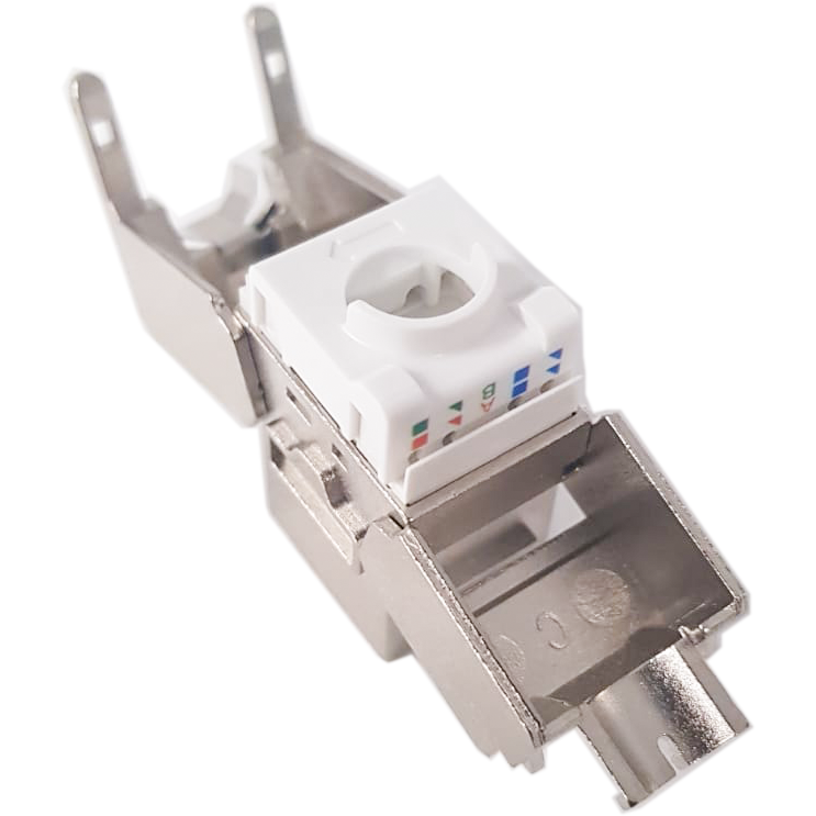 Atlantic ATKJ-6A-TL-8048S-180° CAT6A FTP Keystone Jack – 180° Toolless Shielded RJ45 Connector