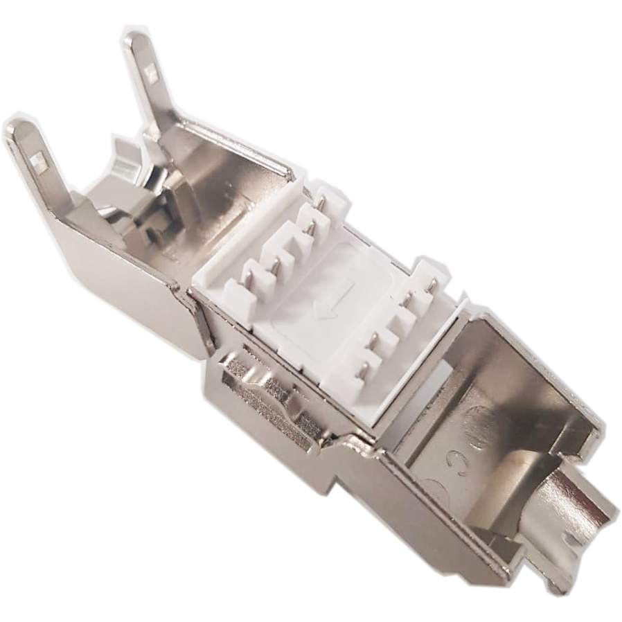 Atlantic ATKJ-6A-TL-8128S-180° CAT6A FTP Keystone Jack – 180° Toolless Shielded RJ45 Connector