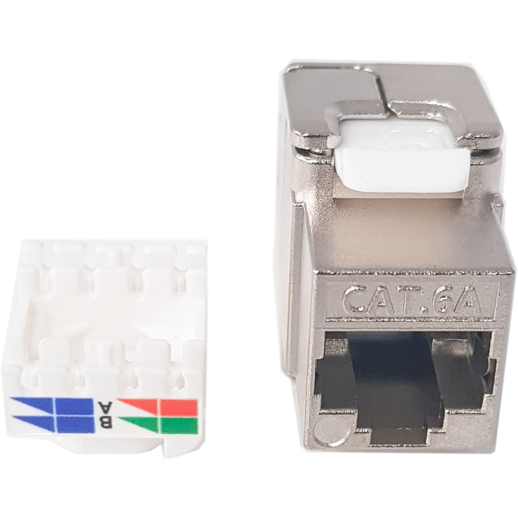 Atlantic C6A-TOLS-8078S-180° CAT6A Shielded Keystone Jack – 180° Toolless Short-Body RJ45 Connector
