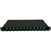 Atlantic 12-Port SC/APC Fiber Patch Panel, Single Mode, Duplex, 1U Rackmount for FTTH/Backbone/Telecom Low-Reflection Applications