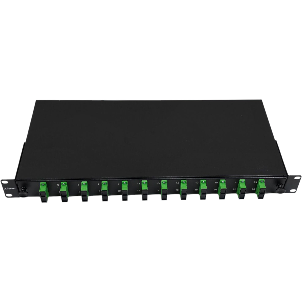 Atlantic 12-Port SC/APC Fiber Patch Panel, Single Mode, Duplex, 1U Rackmount for FTTH/Backbone/Telecom Low-Reflection Applications
