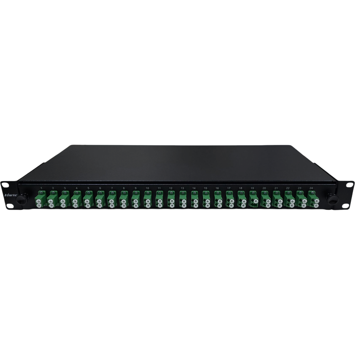 Atlantic 24-Port LC/APC SM Duplex Fiber Patch Panel – 2U Rack Mount, Singlemode, Low Reflection, For FTTH & Telecom Backbone