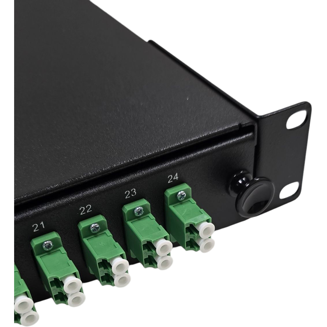 Atlantic 24-Port LC/APC SM Duplex Fiber Patch Panel – 2U Rack Mount, Singlemode, Low Reflection, For FTTH & Telecom Backbone