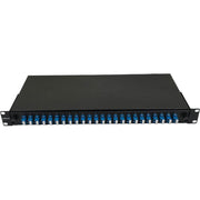 Atlantic ODF 24-Port Rack Mount Fiber Panel, LC/UPC OS2 Single-Mode, Duplex Adapters, 1U Optical Distribution Frame