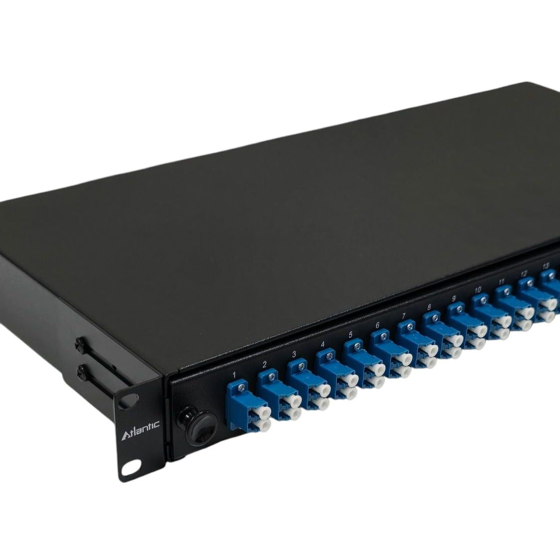 Atlantic ODF 24-Port Rack Mount Fiber Panel, LC/UPC OS2 Single-Mode, Duplex Adapters, 1U Optical Distribution Frame