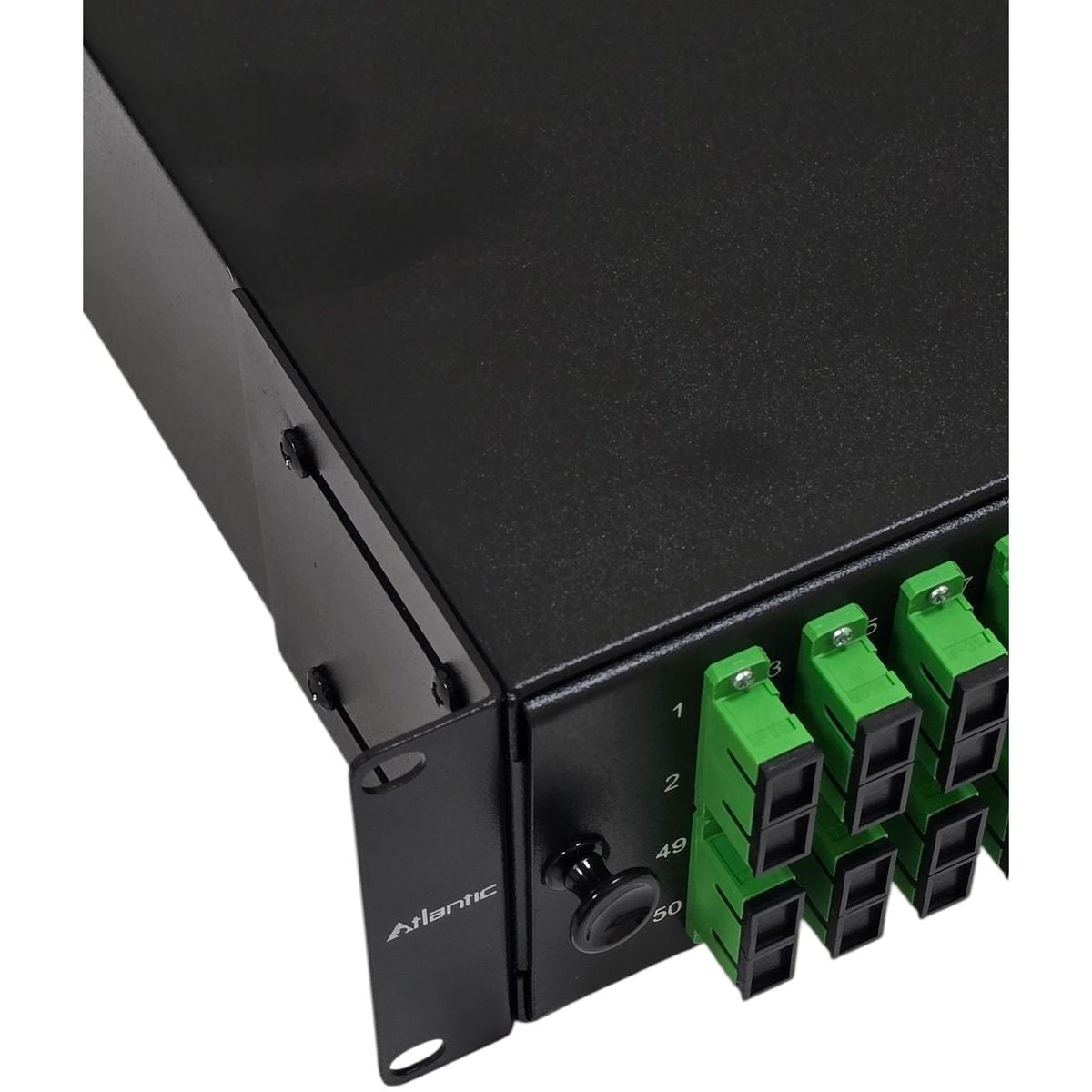 Atlantic ODF 48-Port Rack Mount Fiber Panel, SC/APC OS2 Single-Mode, Duplex Adapters, 2U Optical Distribution Frame