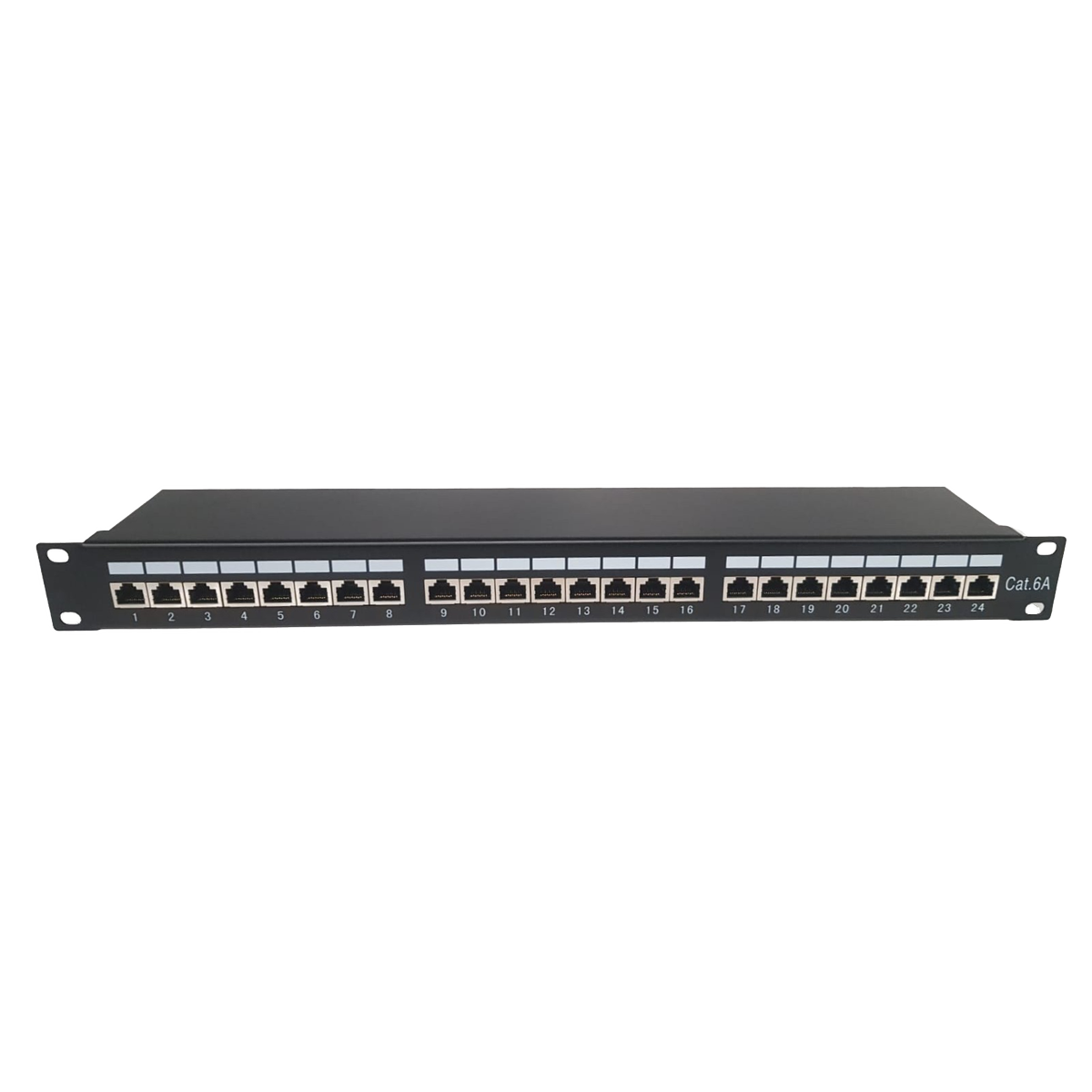 Atlantic CAT6A Patch Panel 24-Port STP, Shielded RJ45, 19-Inch Rack Mount, High-Performance Network Panel