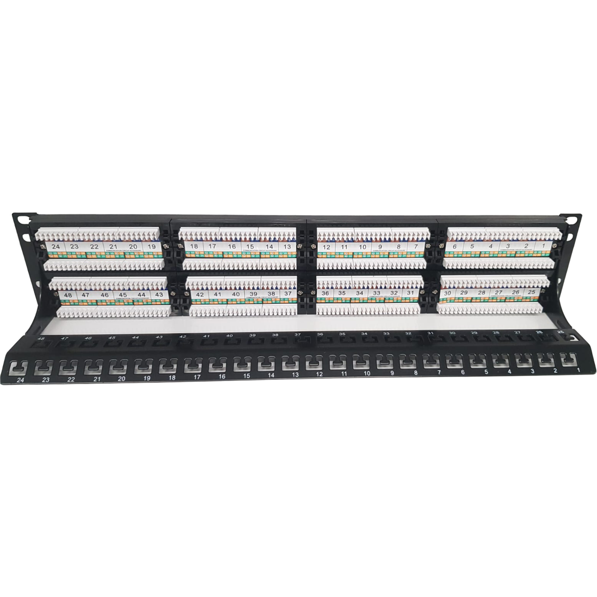 Atlantic CAT6 Patch Panel 48-Port UTP, Unshielded RJ45, 19-Inch Rack Mount 2U, Network Patch Panel