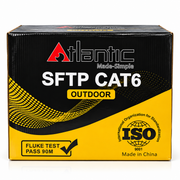كابل إيثرنت خارجي Atlantic AT6SF-305CCA-90 CAT6 S/FTP، 90m، اجتاز اختبار القناة Fluke، موصلات CCAG، ثلاثي التدريع، 250MHz