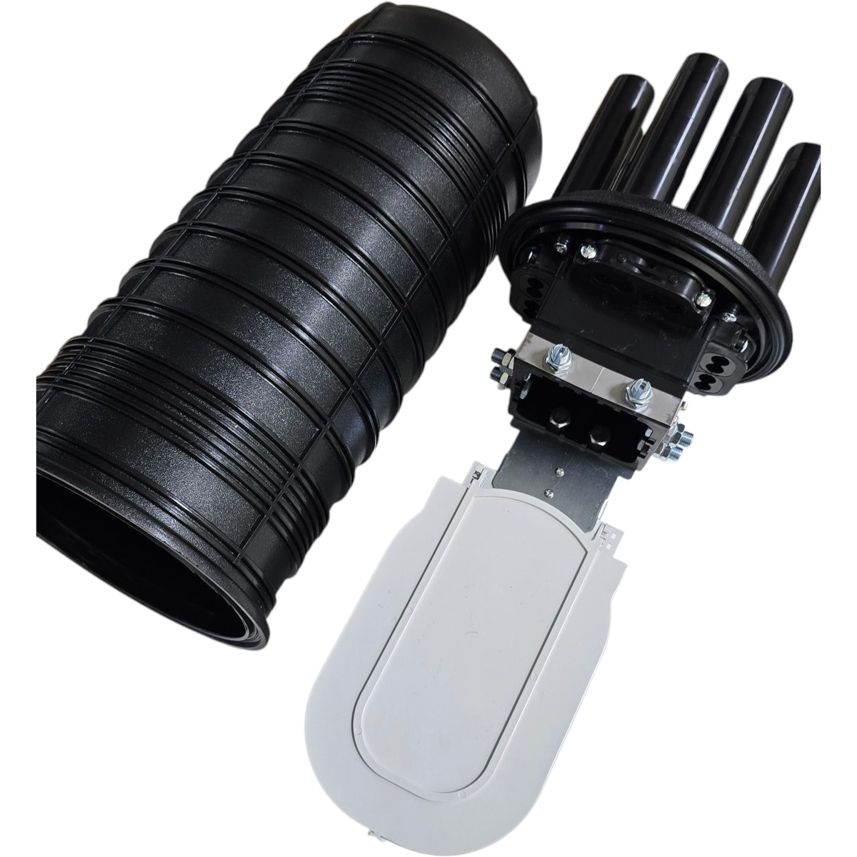 Atlantic SP-HUS28 Horizontal Fiber Optic Splice Closure, Up to 120 Core Capacity, Waterproof, for Aerial, Underground or Pipeline Installations