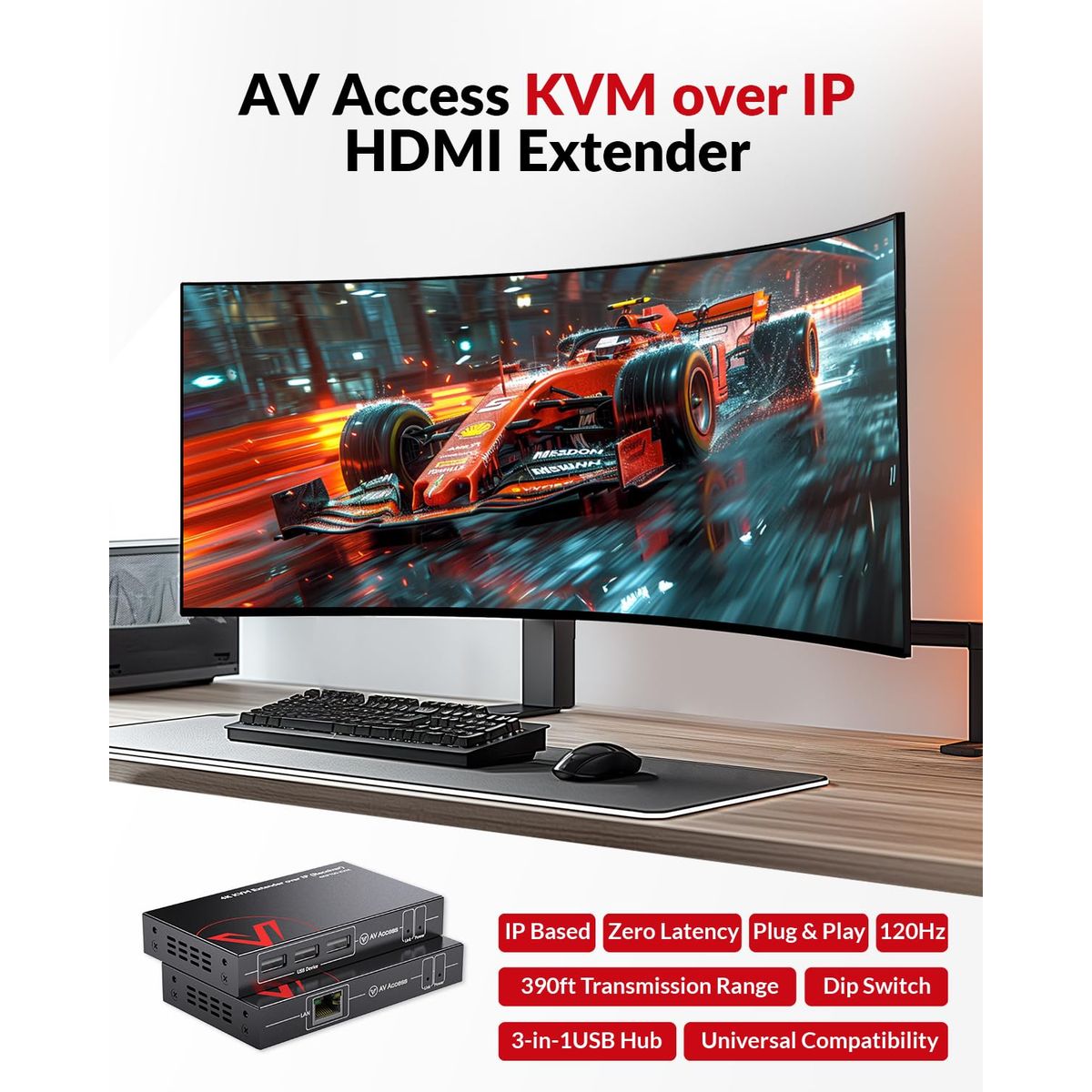 AV Access 4KEX120-KVM 4K HDMI KVM Extender over Cat 5e/6, USB 2.0, 120m
