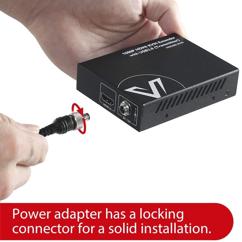 AV ACCESS 1080P HDMI KVM Extender – Zero-Latency 80m/260ft over Cat 5e/6/6a/7, PoE, Dual USB 2.0 Ports for Remote PC Control