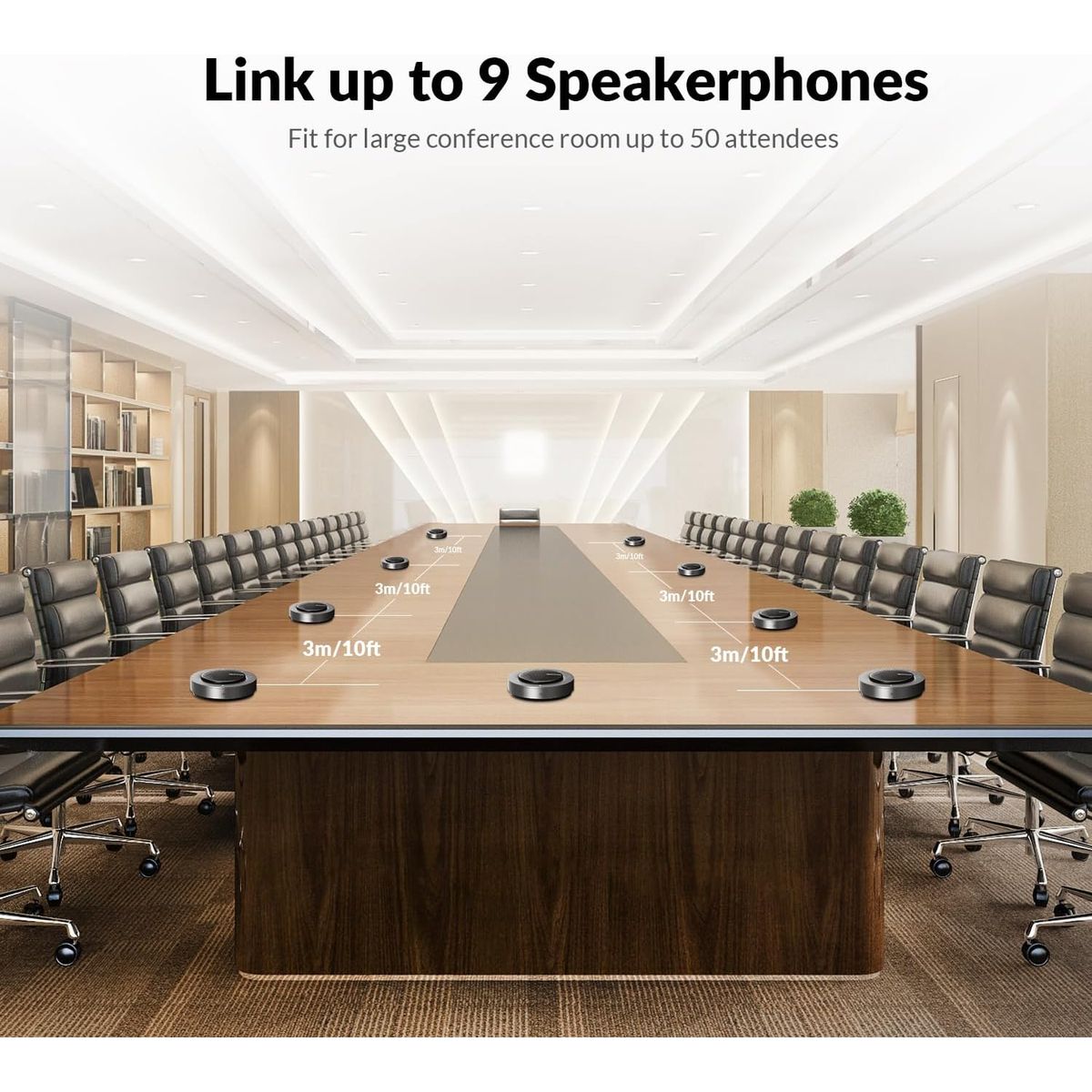 AV Access AnyCo A6 USB & Bluetooth Conference Speakerphone, 4-Mic Array, Daisy Chain up to 9 Units, AI Noise Cancellation