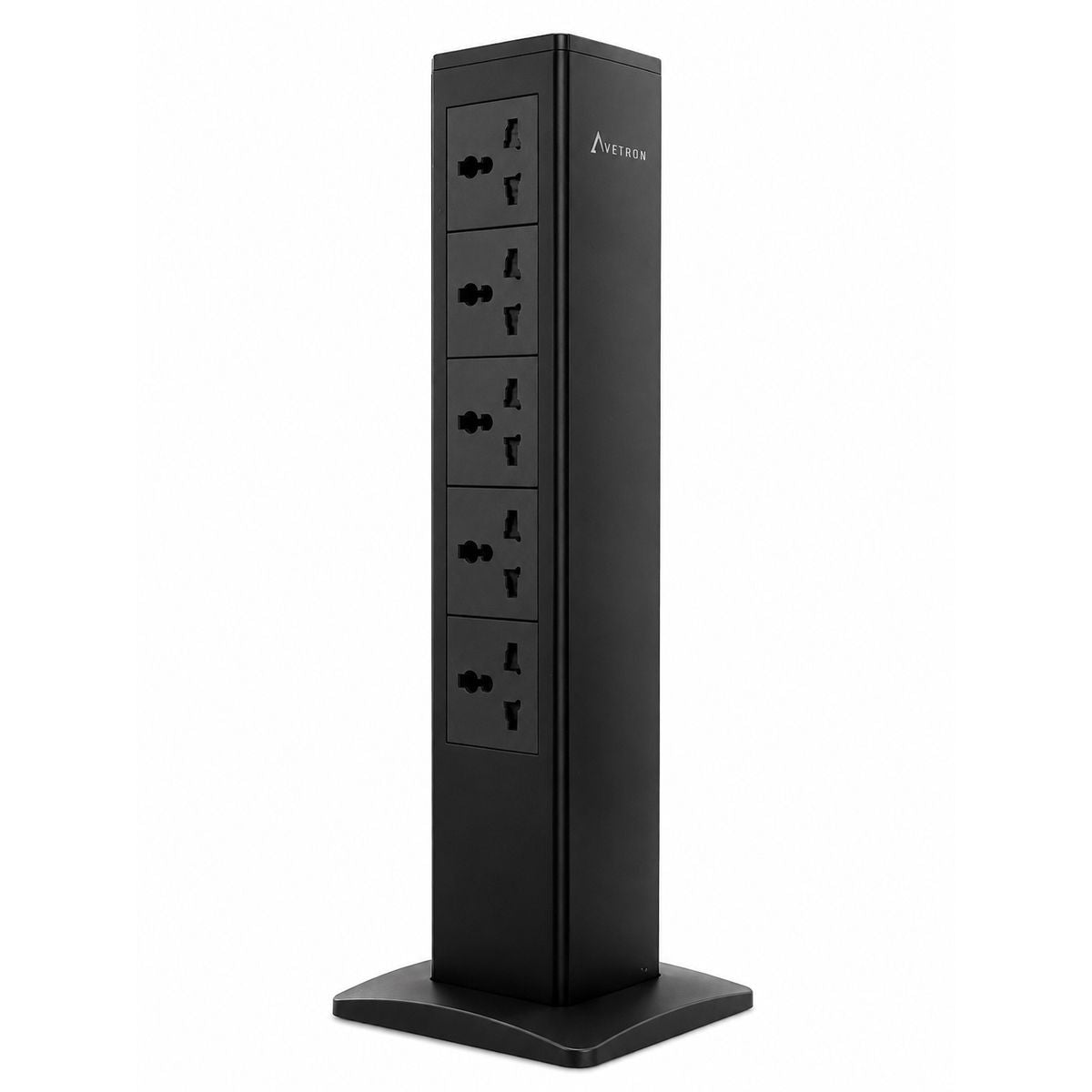 Avetron Single-Sided Columnar Power Socket Tower, 5 Universal Outlets, Tempered Glass, 350mm