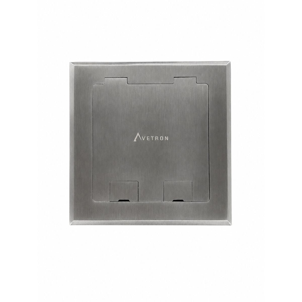 Avetron Flip-Top Floor Socket, 2 Universal Power Outlets, 304 Stainless Steel Panel, White Matte