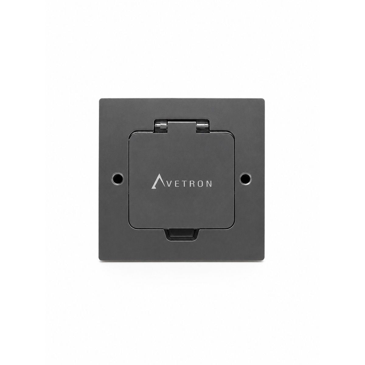 Avetron IP44 Floor Socket Outlet, Single Universal Socket, Nickel-Plated Zinc Alloy, Black Matte